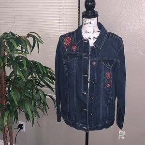 Style & Co Rose Embroidered Denim Jacket